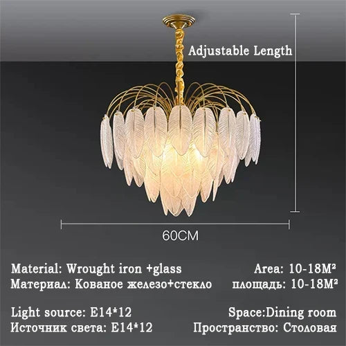 lustre led nordique plume verre décoration luminaires suspendus