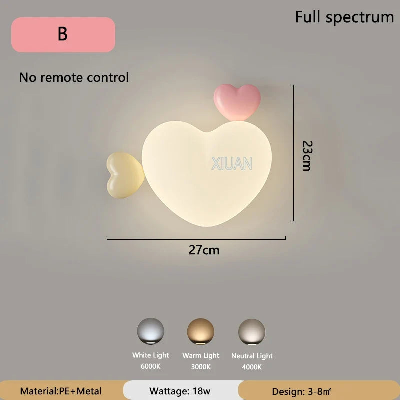 applique murale led romantique couronne coeur nuage pour enfants