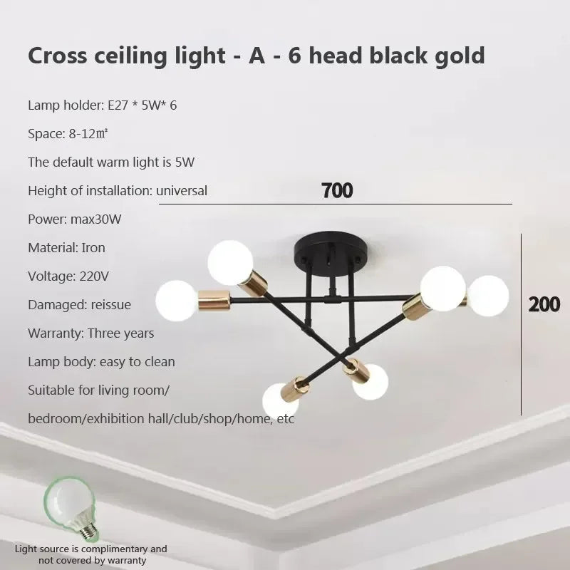 lustre led moderne semi-noir blanc or intérieur salon manger chambre