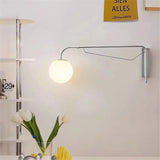 applique murale led avec bras à bascule en verre pour lecture