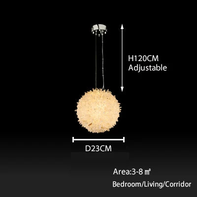 lustre moderne en cristal naturel pour décoration intérieure élégante