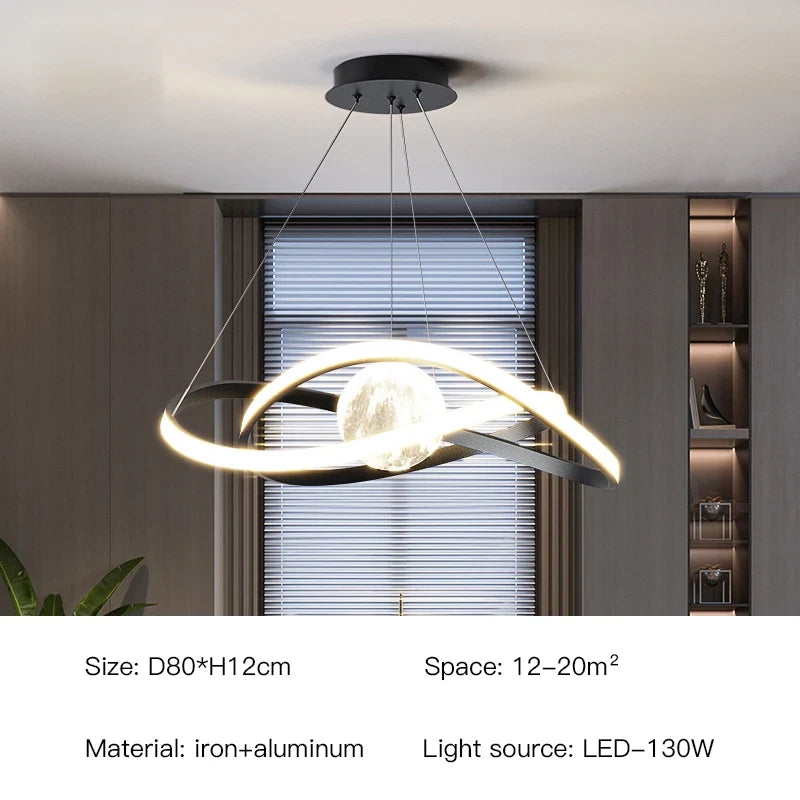 suspension led moderne style art noir pour intérieur