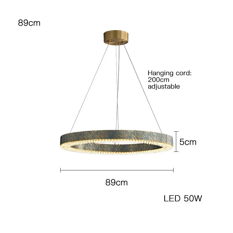 lustre en cristal et cuivre à led dimmable design moderne