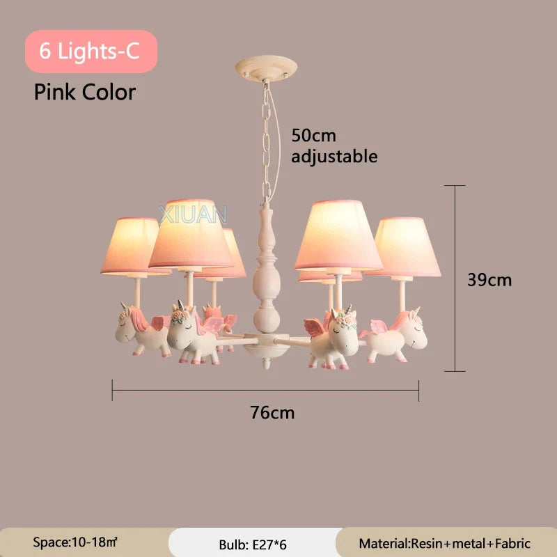 lustre licorne dessin animé pour chambre d'enfant suspendu