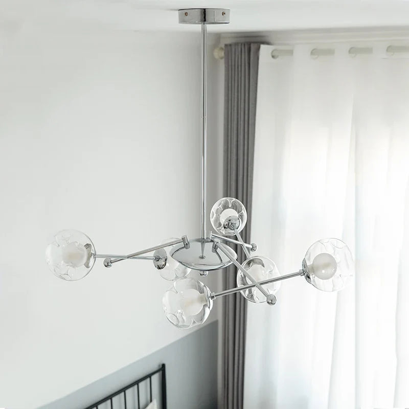lustre en verre clair style bauhaus pour hôtel