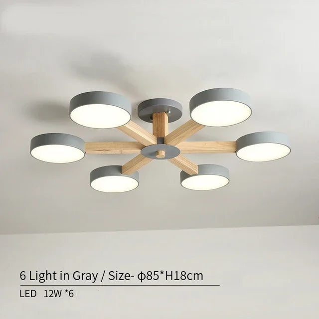 plafonnier moderne en bois à éclairage led pour décoration intérieure