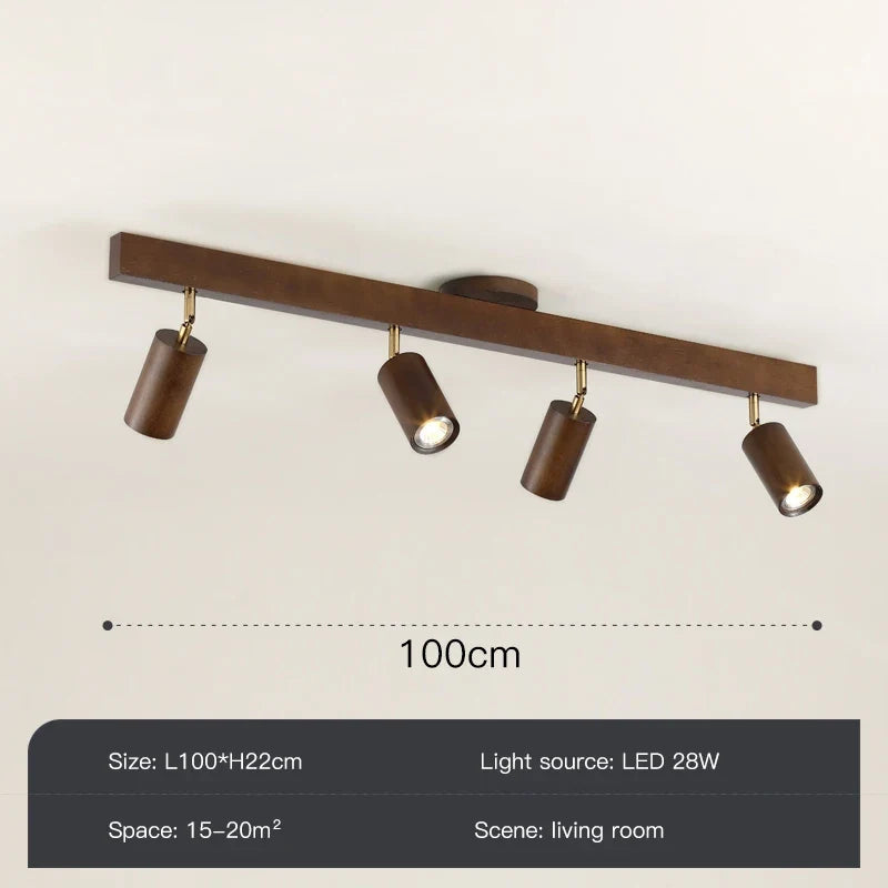 Grain de bois Led lustres avec projecteur pour salon chambre plafonniers éclairage décor noir Lustre cuisine luminaire