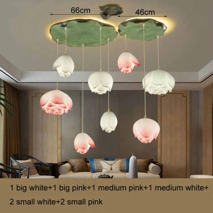Suspension fleur Lotus style rétro LED