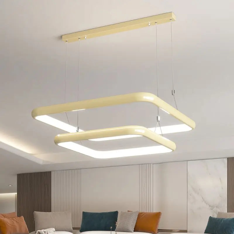 lustre moderne led suspension carrée perle pour maison
