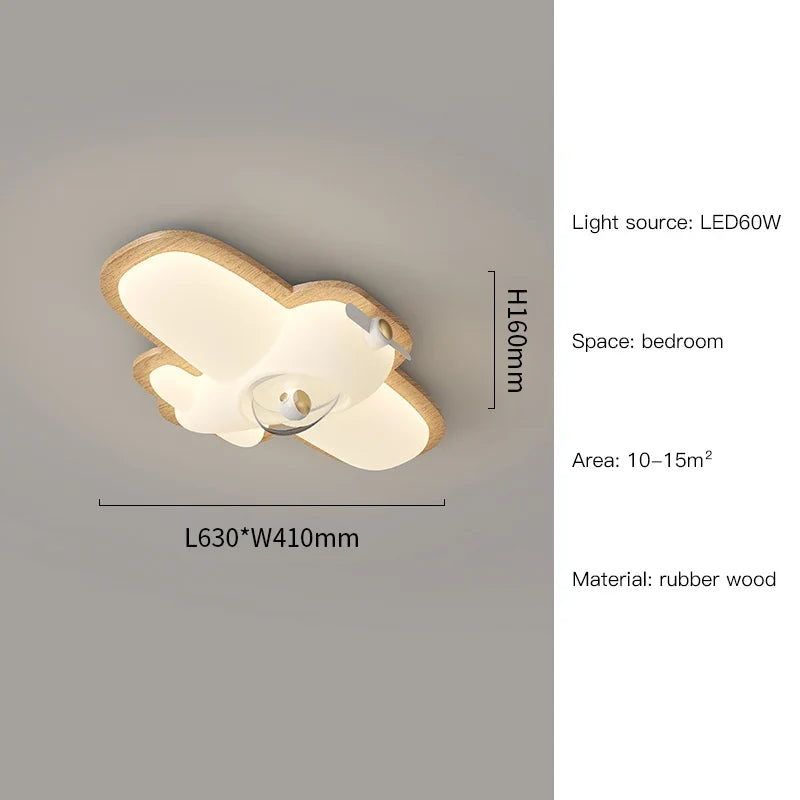plafonnier avion en bois pour chambre d'enfant décoration lumineuse