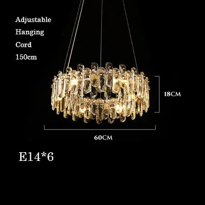 lustre glamour moderne en cristal clair pour intérieur
