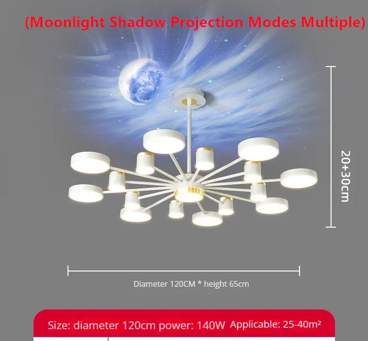 lustre led d'aurores boréales en cristal luxueux suspendu au plafond