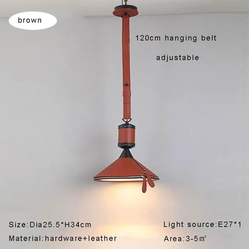 lustre led moderne avec ceinture en cuir décoration intérieure élégante