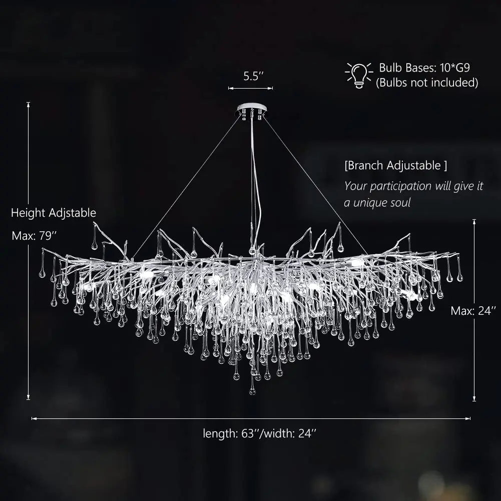 lustre moderne cristal goutte de pluie design élégant pour intérieur décoratif