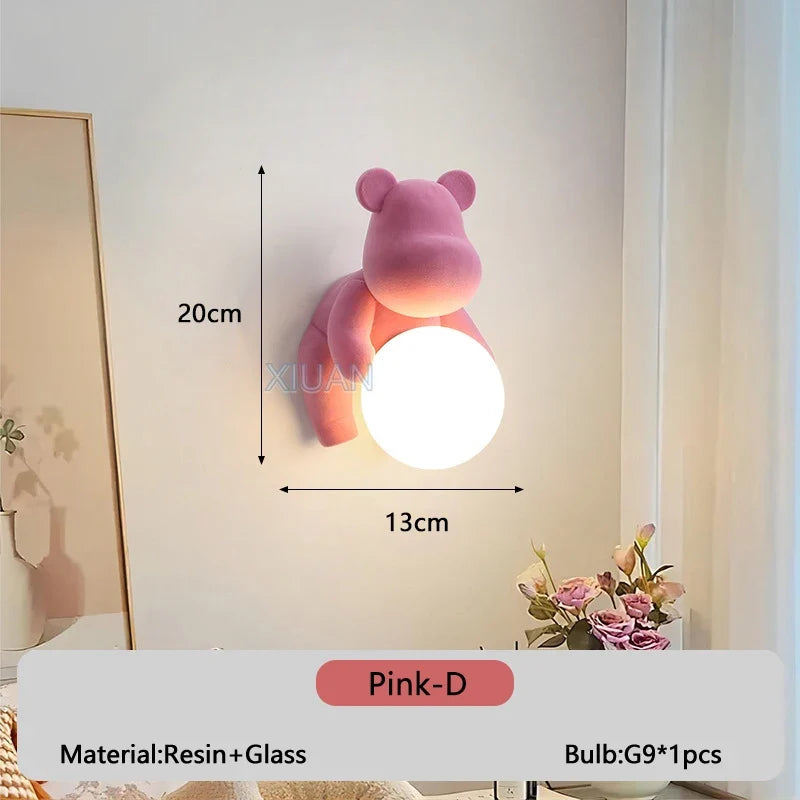 applique murale ours en résine et verre pour enfant