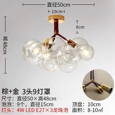 lustre moderne en verre à bulles pour décoration intérieure