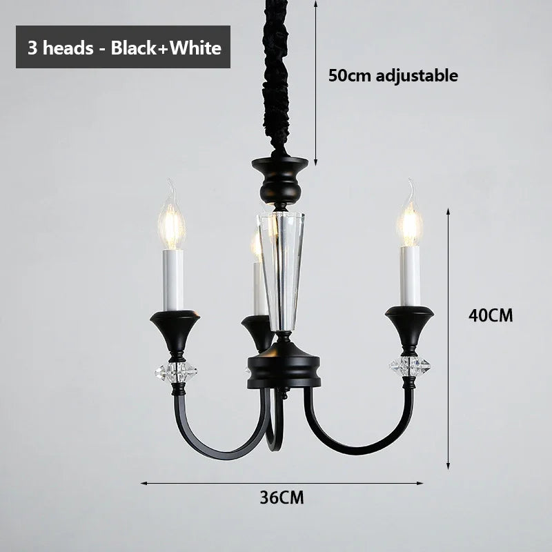 lustre rétro en cristal avec lampes led pour salon luxueux