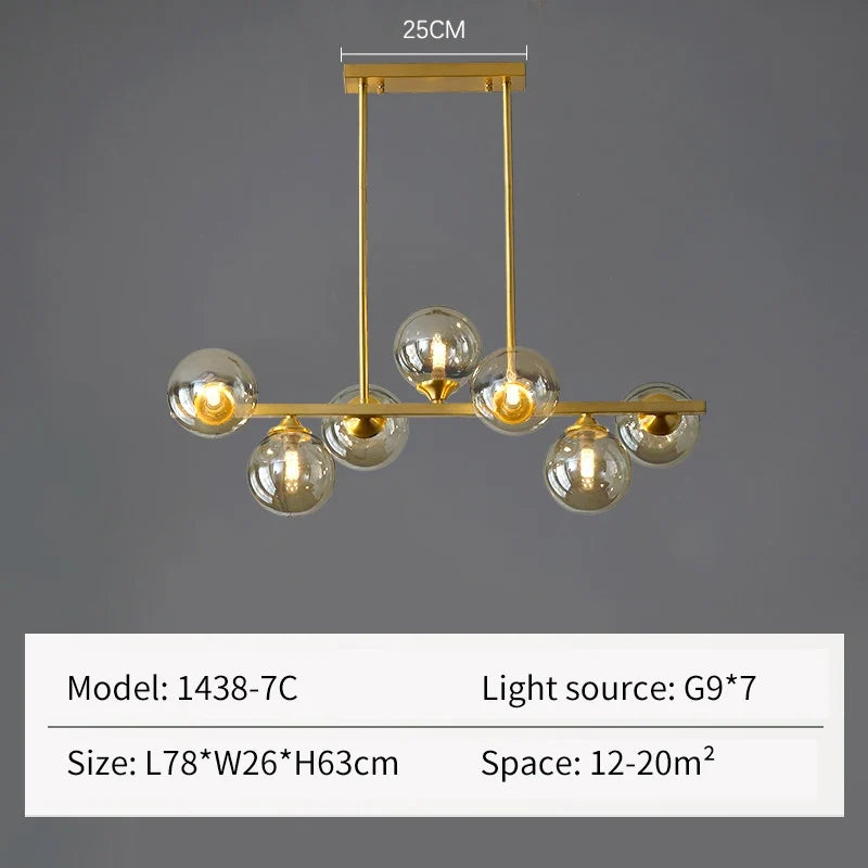 lustre led de luxe design moderne en verre