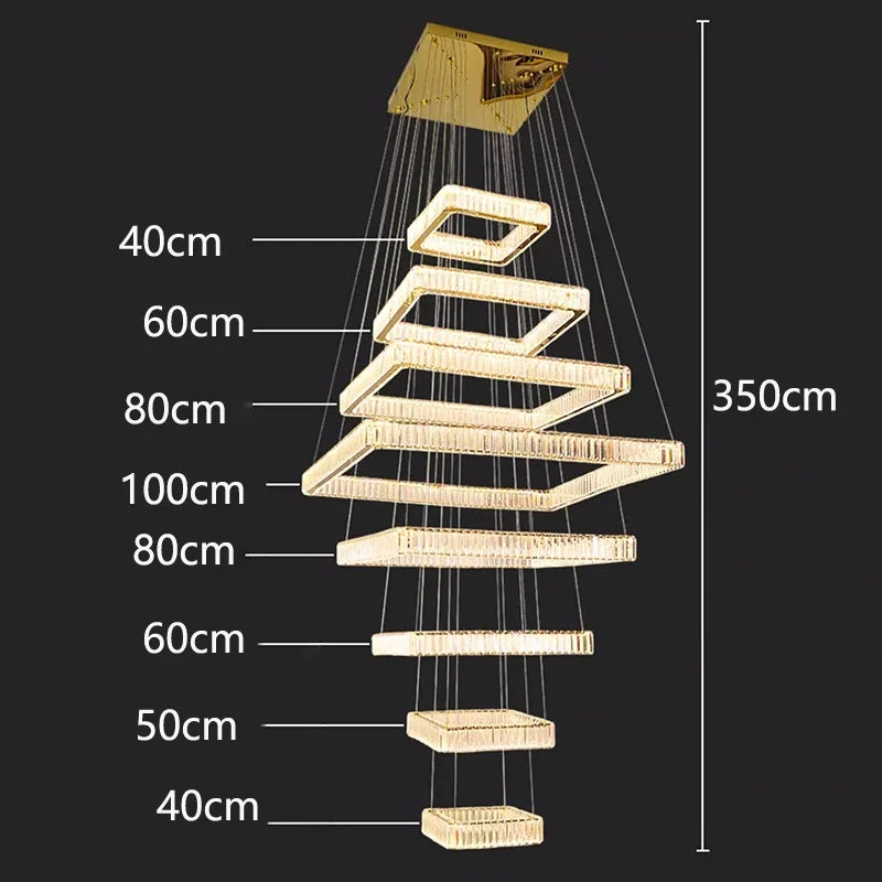 2024 New Modern Home Decoration Crystal Chandelier, Stair Pendant Lamp, Living Room Pendant Lights, Interior Lighting