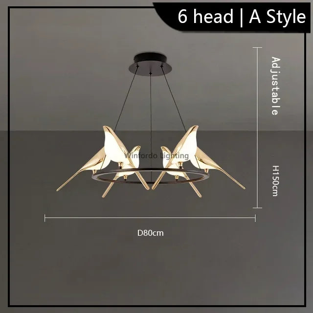 lustre led 	 art oiseau loft originalité décoration