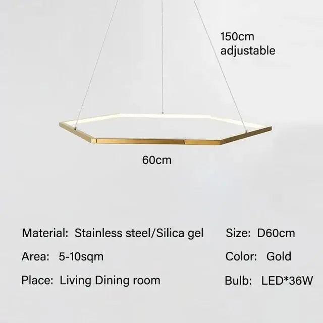 lustre hexagone led simple moderne luxe suspension