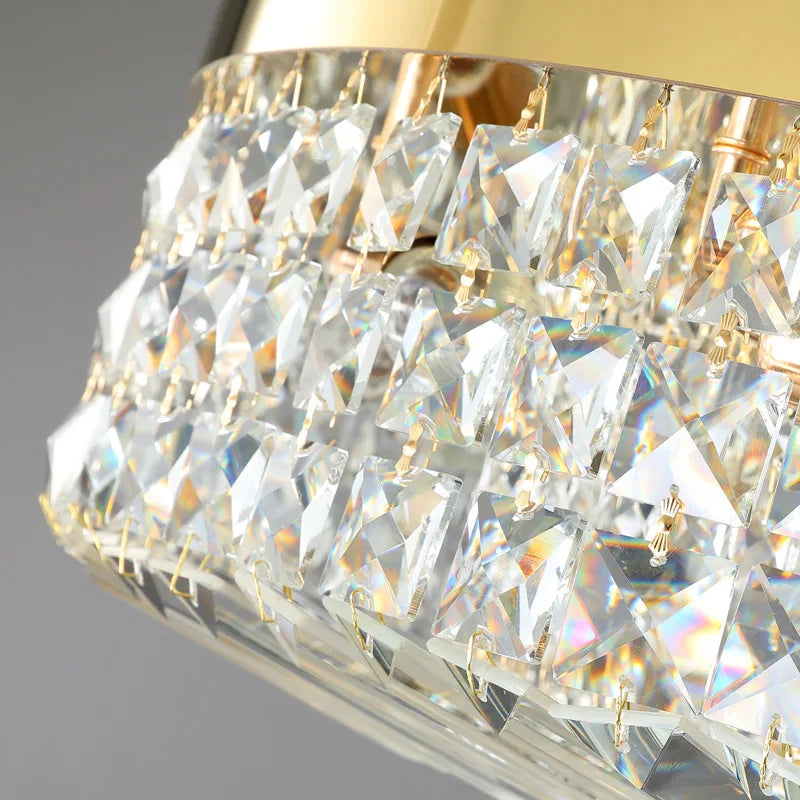lustre moderne en cristal chrome rond nordique led suspendu