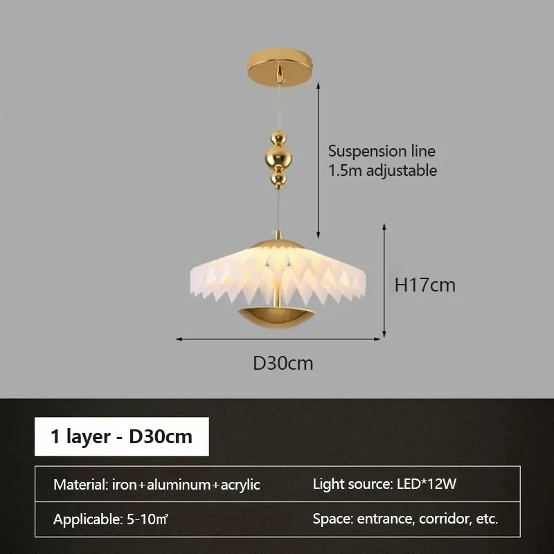 lustre plissé pliant minimaliste led soucoupe volante