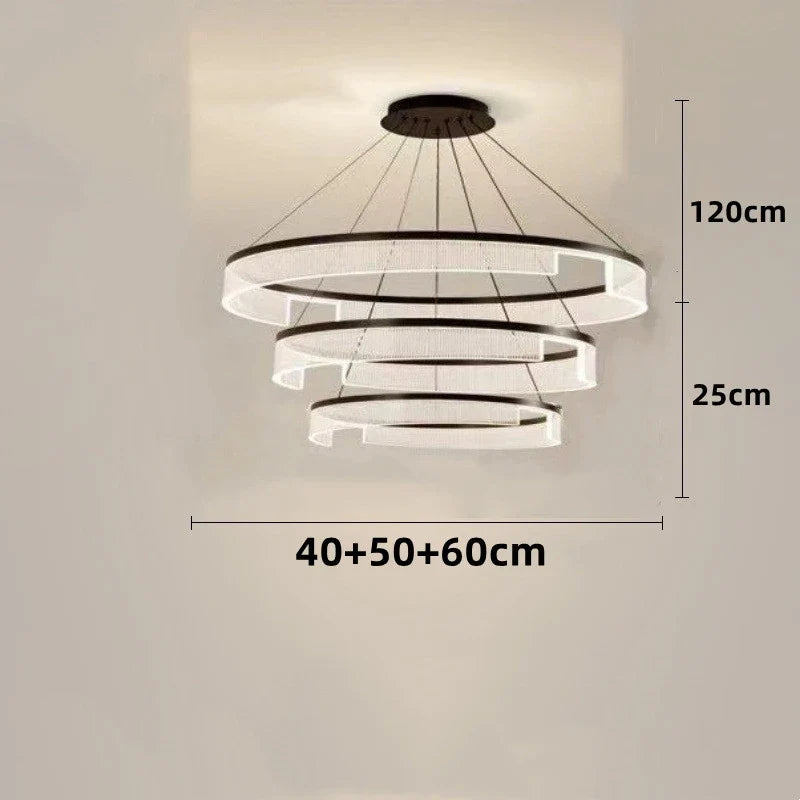 lustre à led circulaire en aluminium et acrylique pour intérieur décoratif