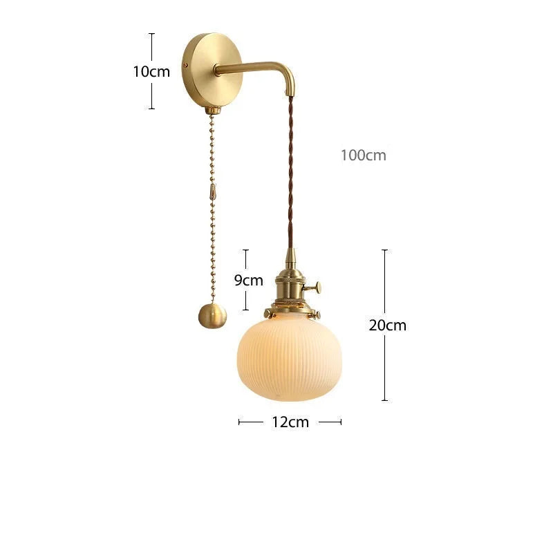 Applique murale dorée moderne céramique fil ajustable LED