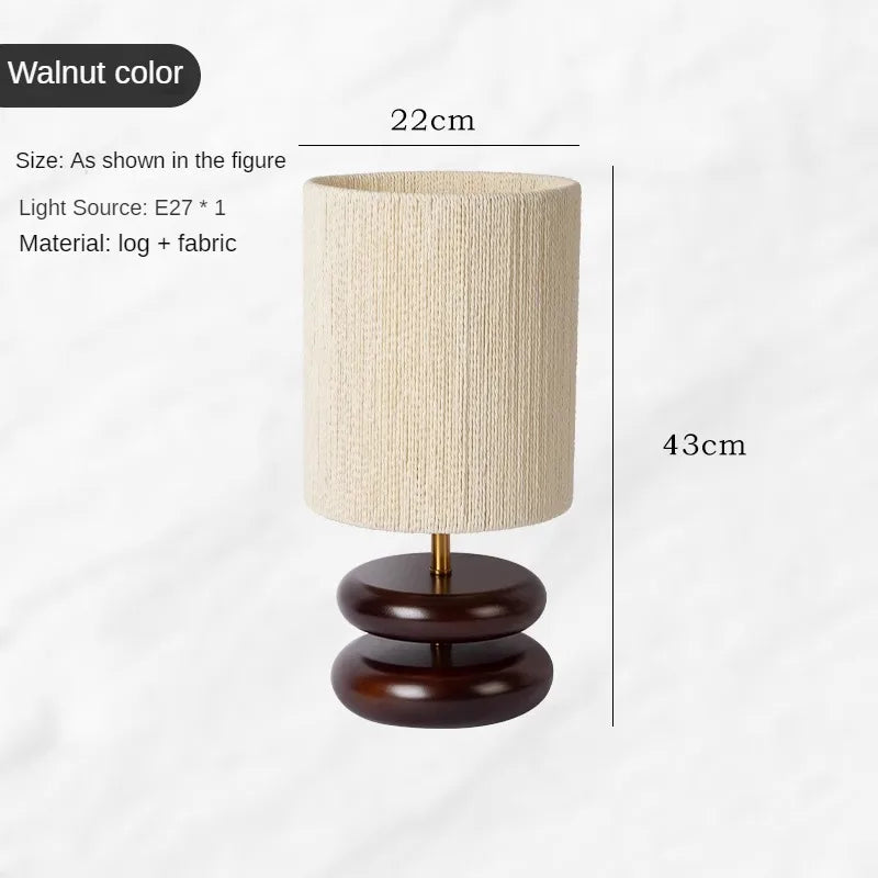 Solid Wood Design Creative Walnut Color Living Room, Study, Bedroom, Bedside, Japanese Style Atmosphere Decoration E27 Desk Lamp