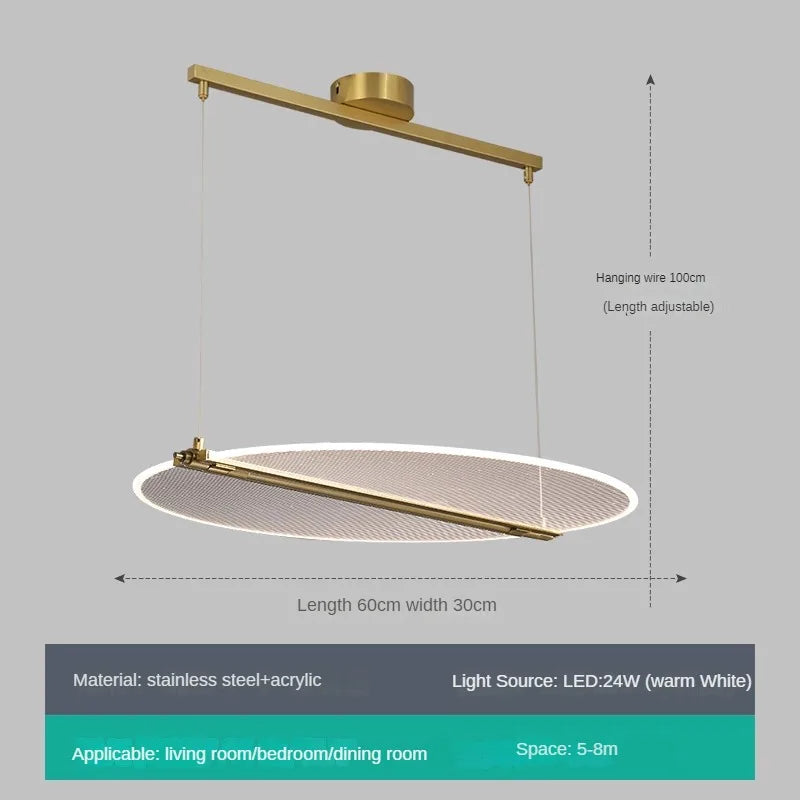 lustre rectangulaire réglable en acrylique pour éclairage créatif