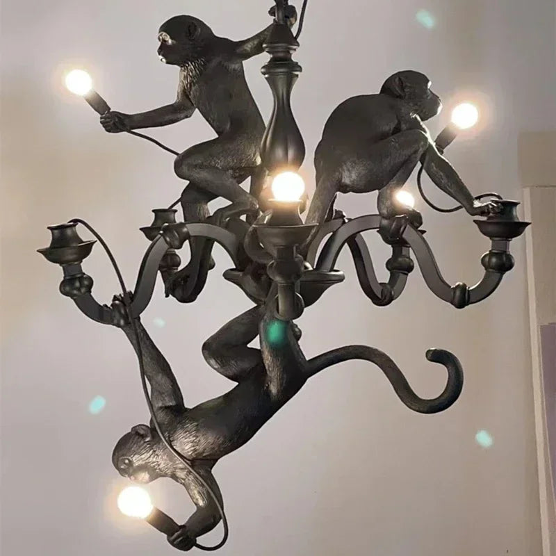 lustre rétro créatif en forme de singe pour cafés et restaurants