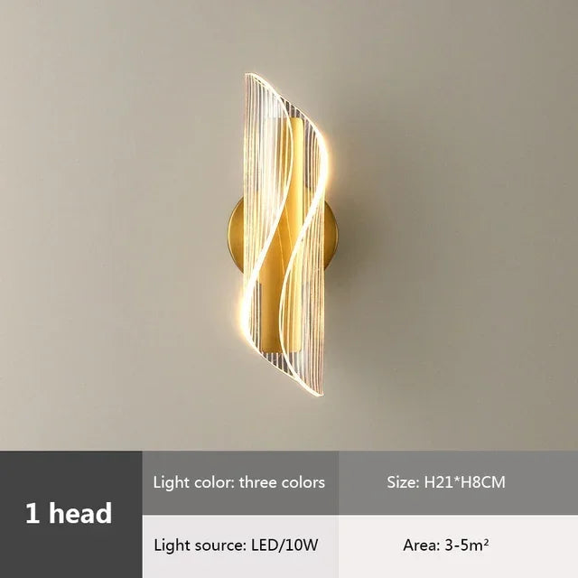 Moderne luxe créatif acrylique applique murale LED lumière or noir applique pour allée applique chambre chevet couloir décor à la maison