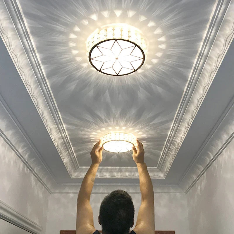 Plafonnier en cristal moderne salon couloir rond plafonnier carré chambre escaliers Vestibule montage en Surface balcon allée