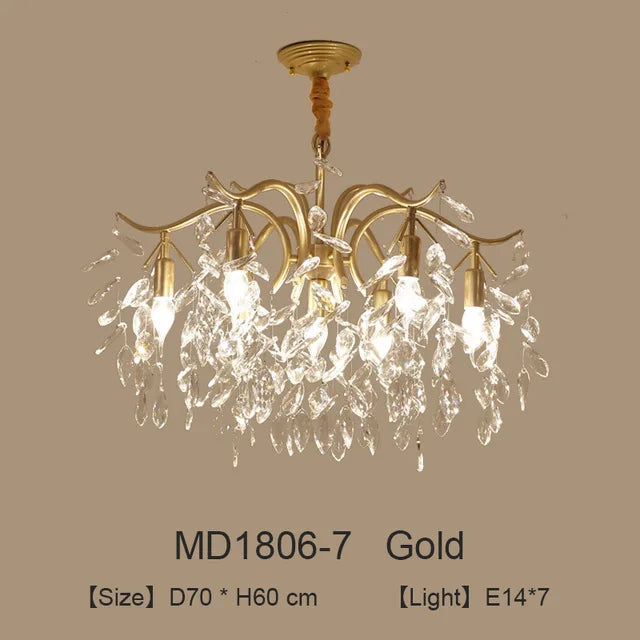 lustre nordique led en cristal de luxe décoration