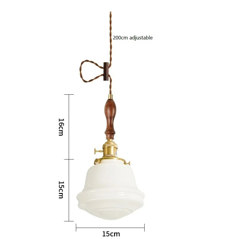 suspension led en verre avec prise en cuivre nordique moderne