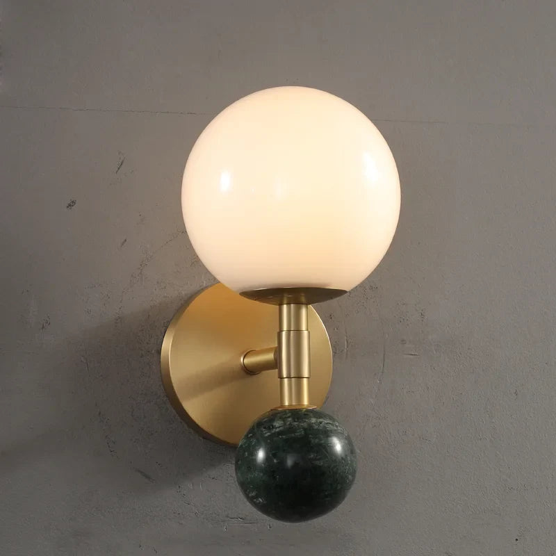 applique murale moderne en cuivre et marbre design lumineux pour intérieur