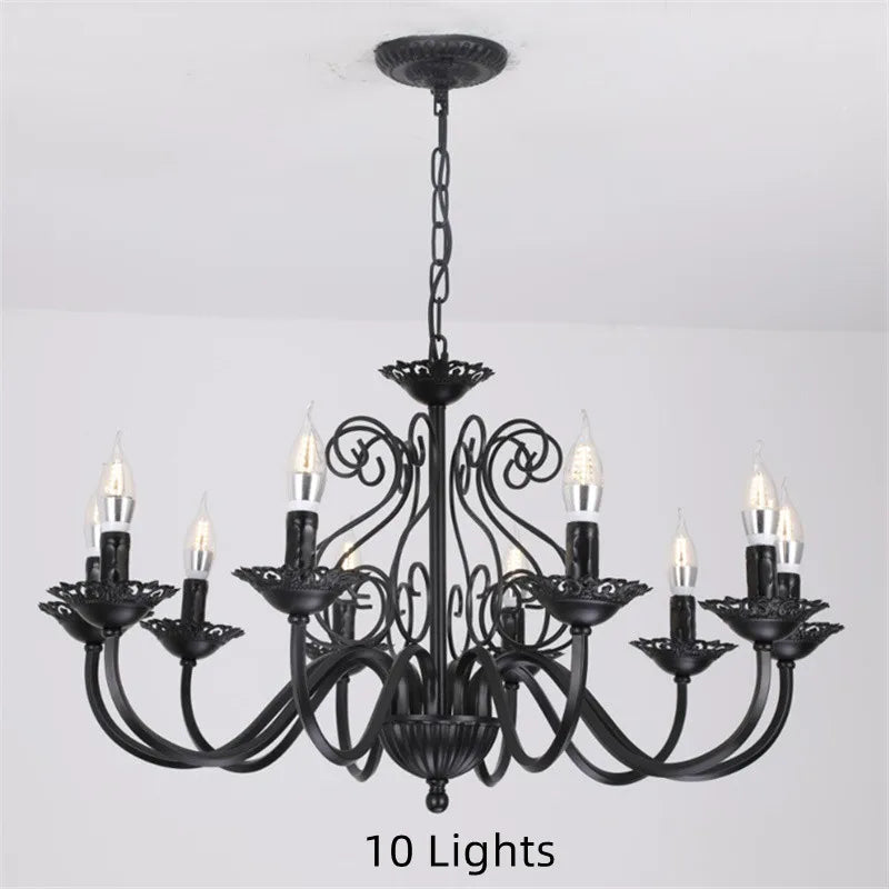 lustre rétro en fer forgé style campagnard américain pour décoration intérieure