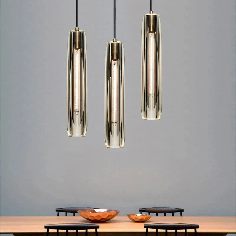 suspension en cristal de luxe design long