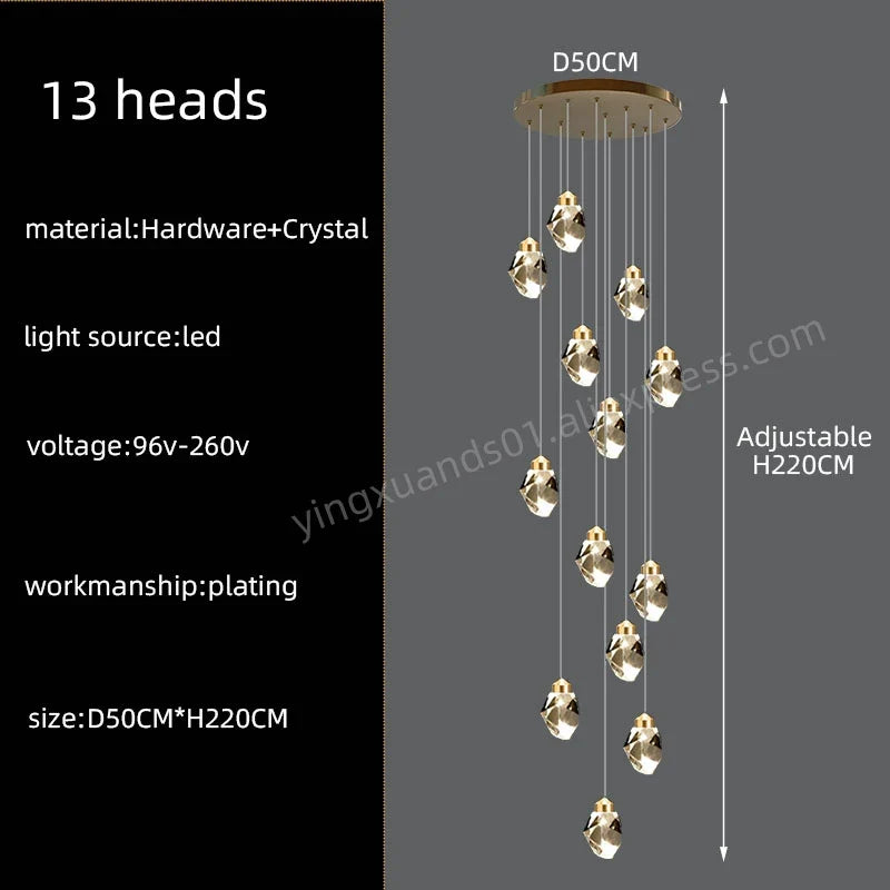 lustre en cristal nordique style loft pour intérieur moderne