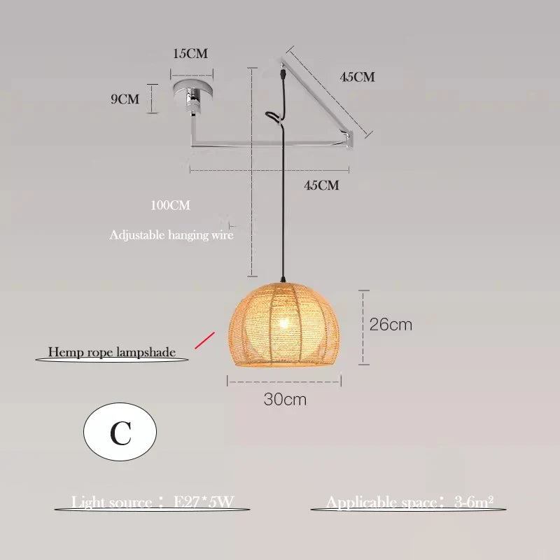 lustre minimaliste extensible rotatif avec bras pivotant pliable