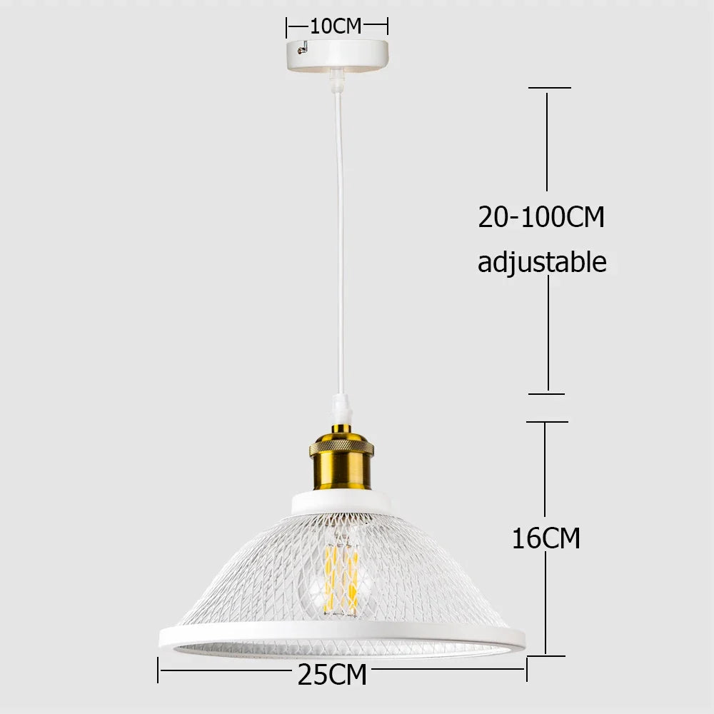 suspension Vintage rétro noir fer Net-Cage cuisine E27 LED pour chambre salon Restaurant