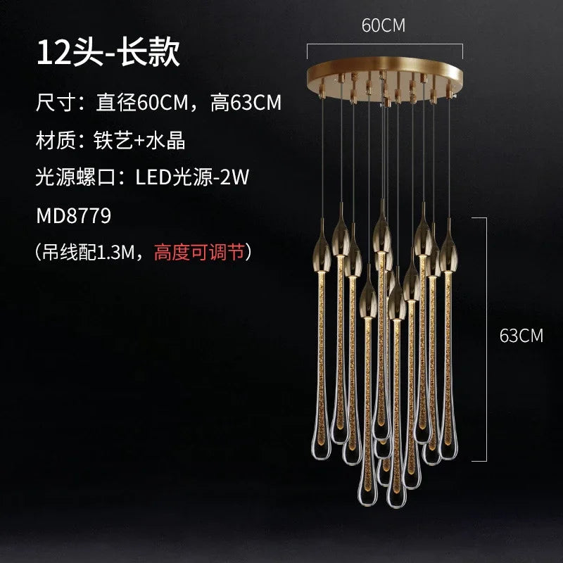 suspension design en verre en forme de gouttelettes d'eau élégante