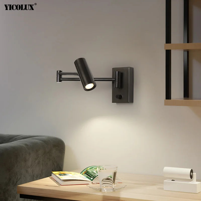 Rotatif 	 moderne applique murale LED lampes noir blanc salon TV fond applique allée lumières projecteur éclairage intérieur décor à la maison