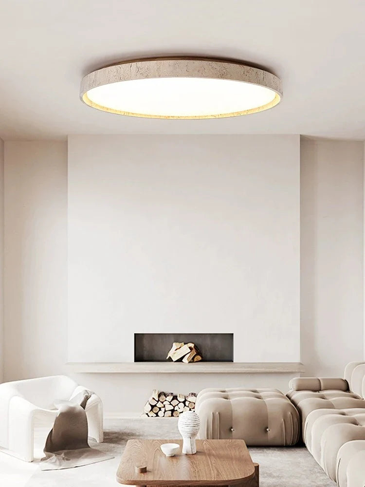 Led plafonnier pierre Downlight monté en Surface rétro luminaires noyer bûche bois couleur chambre salon grande lumière