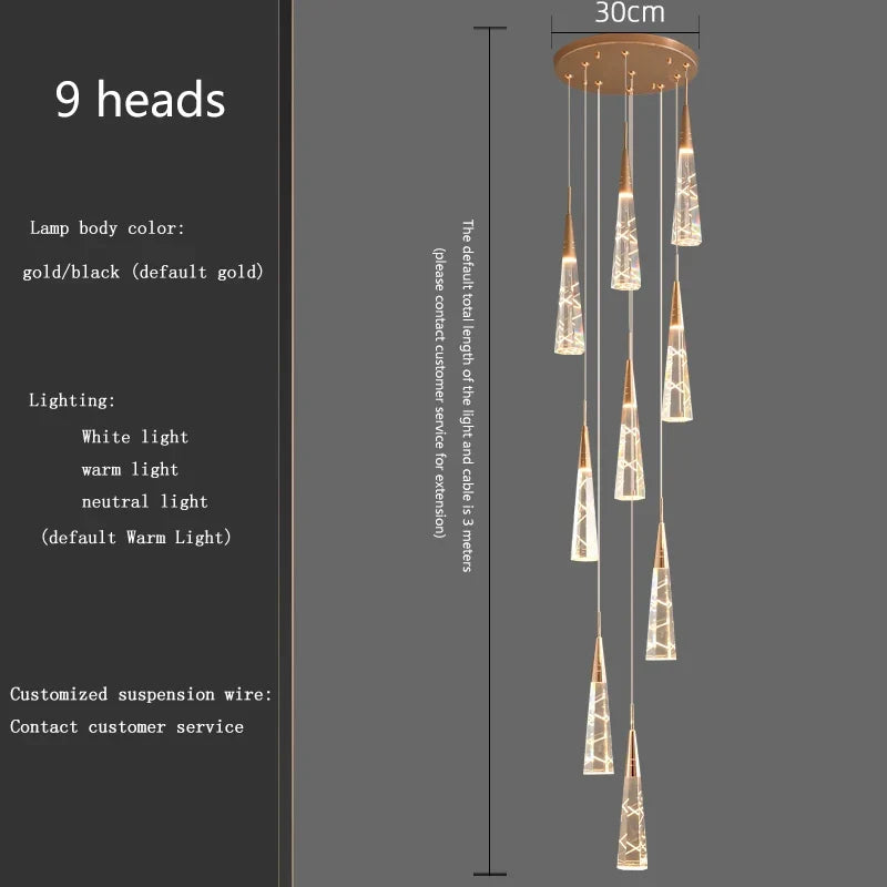 lustre moderne suspendu à branches avec longue ligne à led