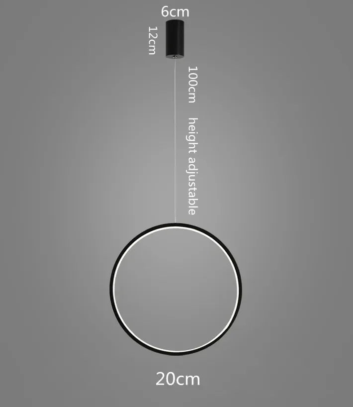 Suspension LED minimalistes lumière anneau rond cercle lustre maison pour salon éclairage intérieur lustre noir luminaires