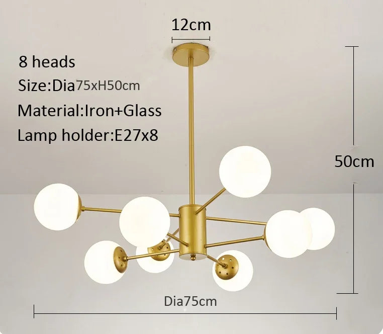 lustre moderne en verre pour intérieur lumineux