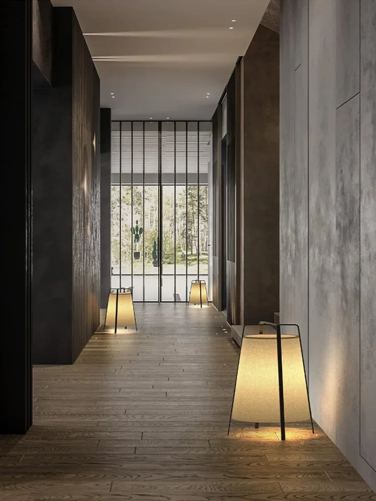 lampadaire japonais en tissu rétro pour décoration intérieure