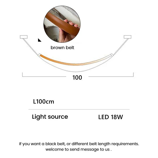 ceinture en cuir moderne avec suspension led pour décoration luminaire